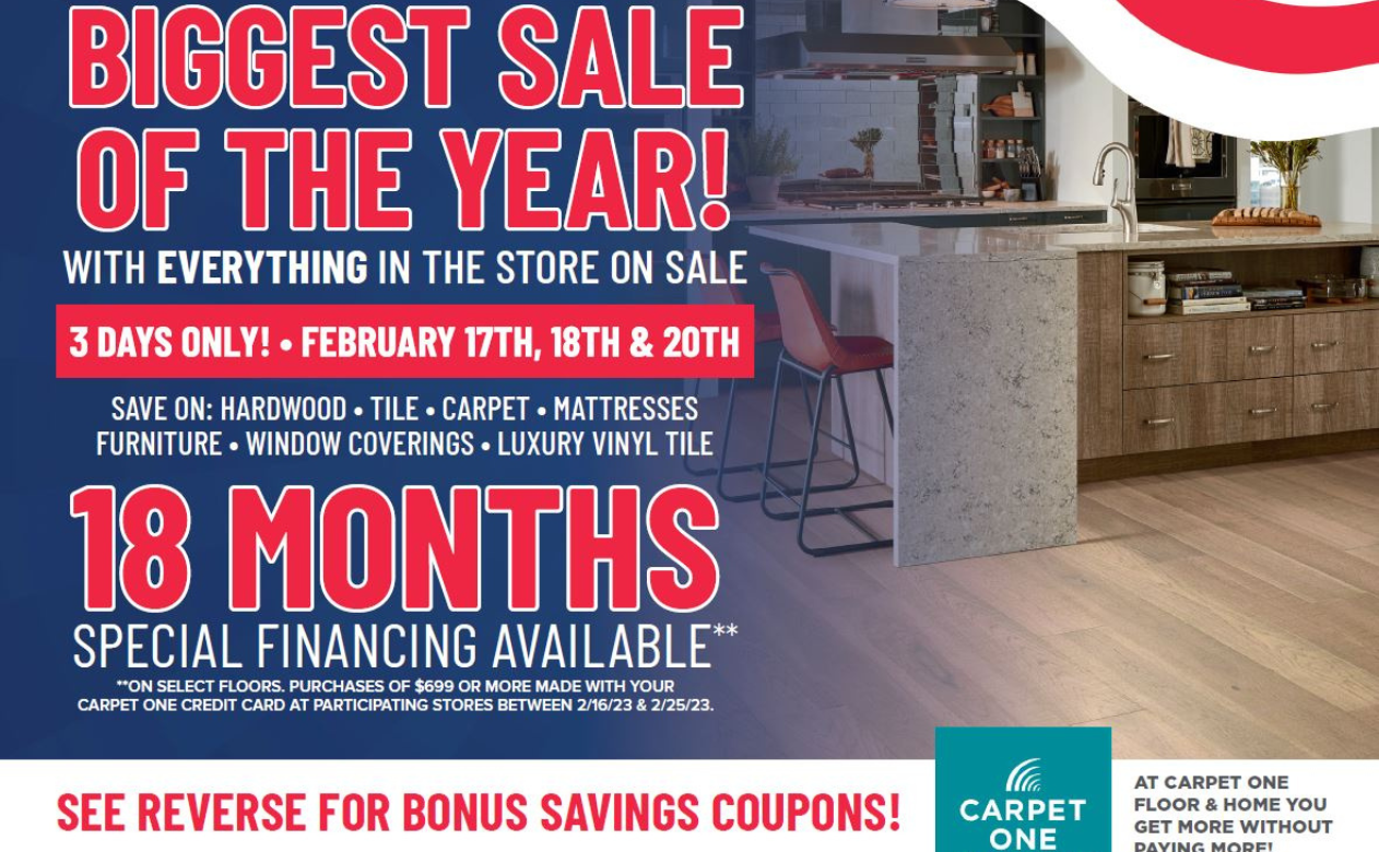Mailer describing a sale from February 17th to the 20th.
