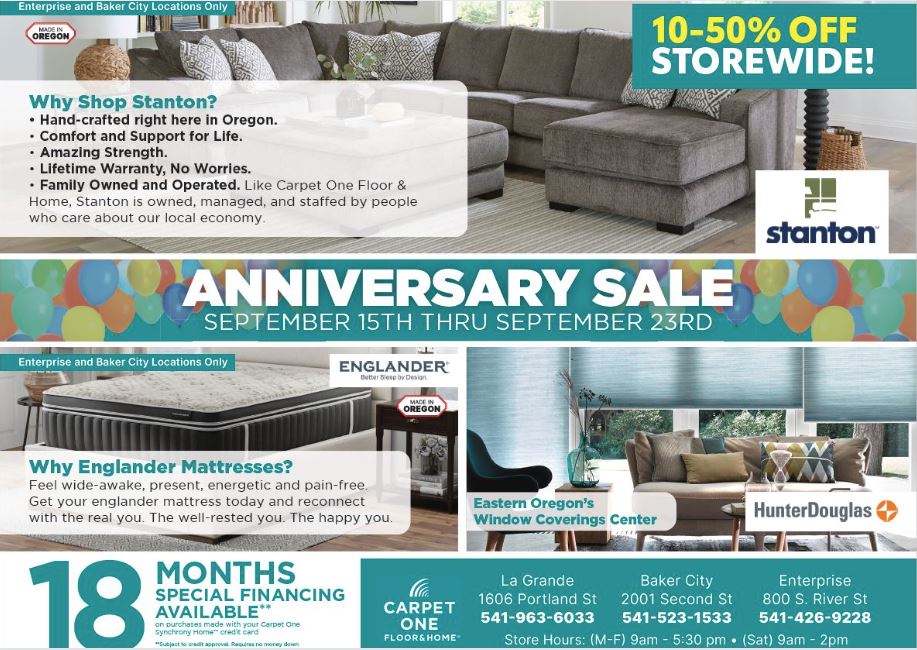 Mailer describing a sale from September 15th-23rd for 10-50% off products storewide.